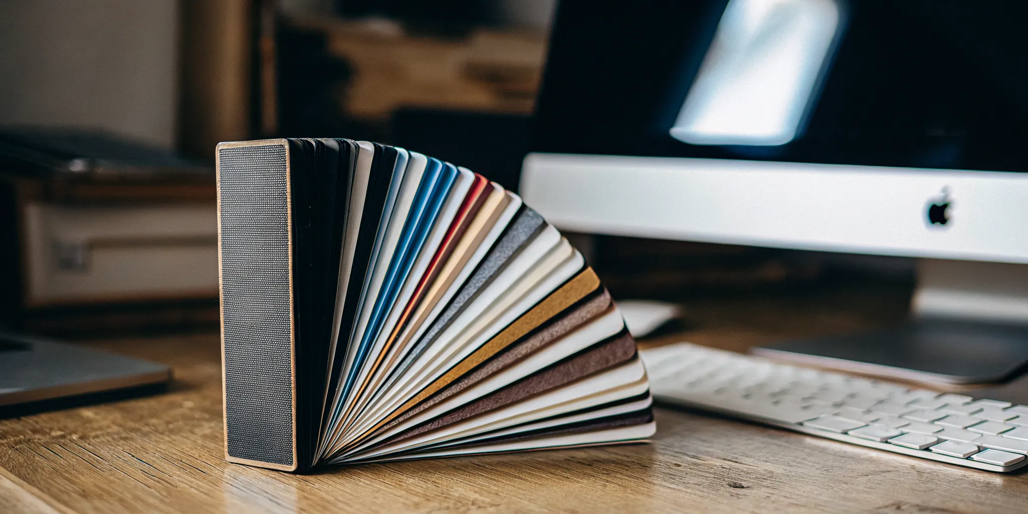 A stack of business cards with colorful painted edges ready to order online.